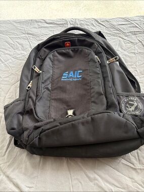 Wenger Black Backpack with Blue Logo